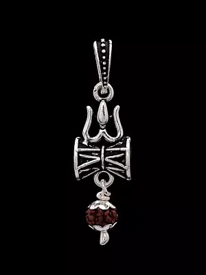 Trident Damru Pendant With Rudraksha