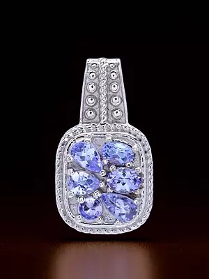 Swirl Design Marquise-Cut Tanzanite Pendant