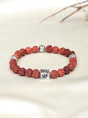 Rudraksha Elasticated Bracelet with Silver Beads