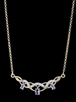Interwoven Tanzanite Necklace with Golden Chain