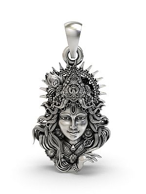Divine Lord Krishna Face Pendant with Ornate Crown