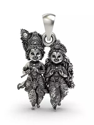 Sterling Silver Bal Krishna & Radha (Child Form) Pendant