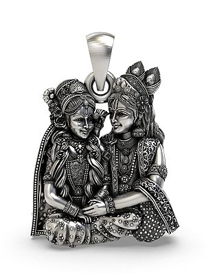 Ornate Radha Krishna Seated Pendant