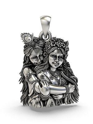 Radha Krishna Embrace Sterling Silver Pendant