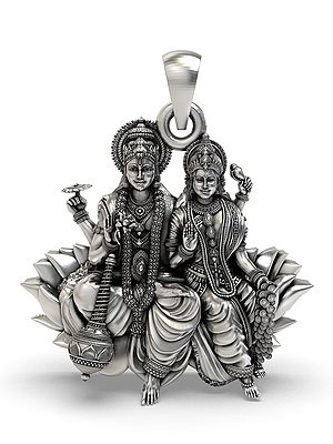 Lord Vishnu & Goddess Lakshmi Seated on Lotus Pendant