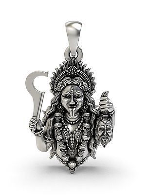 Fierce Goddess Kali Pendant with Skull Garland