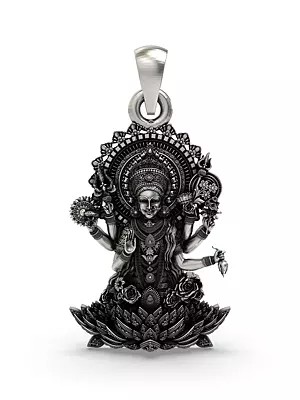 Six Armed Goddess Lakshmi on Lotus Pendant