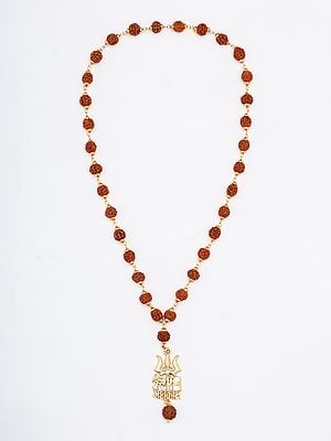 Trident Damru Shivalinga Genuine Rudraksha Mala | Spiritual Jewelry