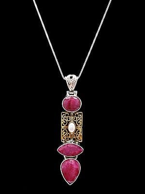 Sterling Silver Pendant with Faceted Ruby