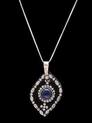 Circular Cut Lapis Lazuli In Center Pendant