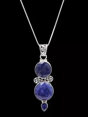 Faceted Round Shape Duplet Lapis Lazuli Pendant