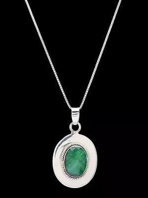 Faceted Oval Shape Emerald Pendant