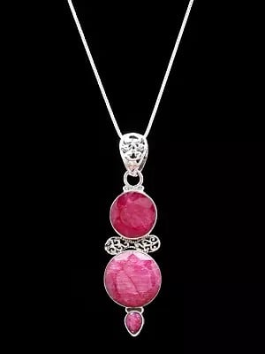 Faceted Round Shape Duplet Ruby Pendant