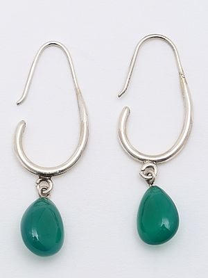 Sterling Silver Earrings with Green Onyx Drop