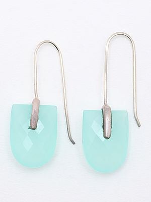 Faceted Aqua Chalcedony Drop Earrings