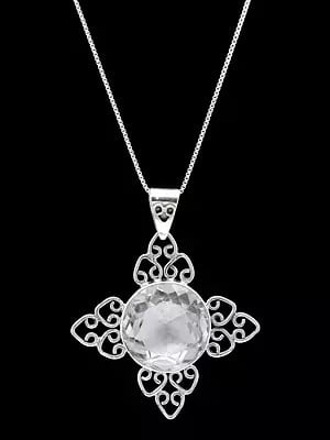 Sterling Silver Pendant with Faceted Crystal