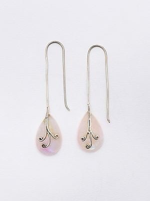 Long Hook Earrings with Rose Quartz