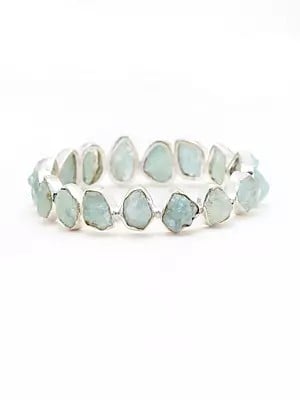 Sterling Silver Bangle with Rugged Aqua Gemstone