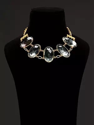 Oval Shape Faceted Rutile Quartz Choker Necklace