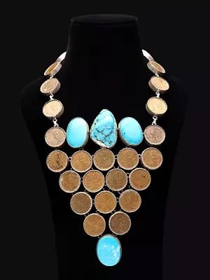 Mexico 20 Pesos Coin Necklace with Tibetan Turquoise