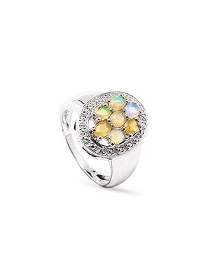 Sterling Silver Ring with Oval Cut Ethiopian Opal