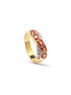 Gold Plated Sterling Silver Ring with Faceted Orange Sapphire