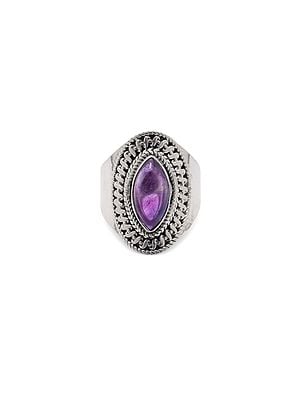 Marquise Cut Cabochon Amethyst Ring