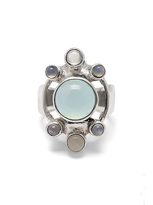 Sterling Silver Ring with Aqua Chalcedony