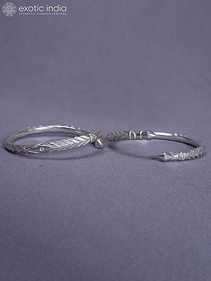 Engraved Designer Pure Silver Set Of 2 Bala From Nepal