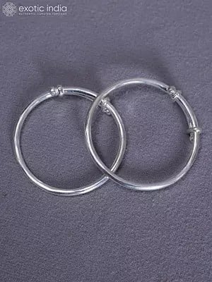 Set Of 2 Plain Pure Silver Bala From Nepal