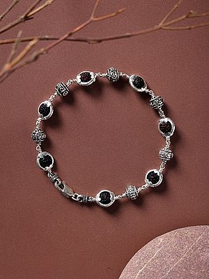 Genuine Certified Rudraksha Bracelet with Sterling Silver Namah Shivaya Beads