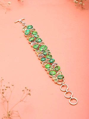 Multi-Gemstone Statement Bracelet In Sterling Silver