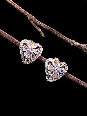 Tanzanite Floral Cluster Stud Earrings in Two-Tone Silver