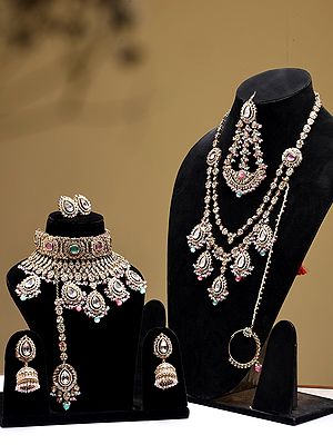 Traditional Pastel Stone Studded Kundan Bridal Jewelry Set