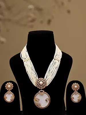Ivory Pearl Multi-Strand Necklace & Earring Set