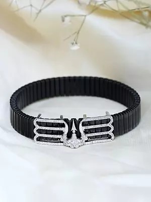 Stone Studded Elastic Shiva Trishul (Adjustable) Bracelet