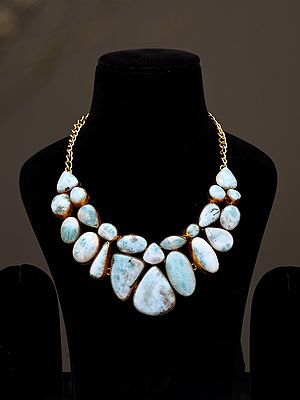 Larimar Stone Cluster Statement Necklace