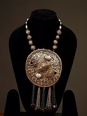 Tribal-Inspired Woven Design Circular Necklace