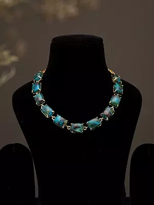 Rectangular Cut Stone Studded Necklace