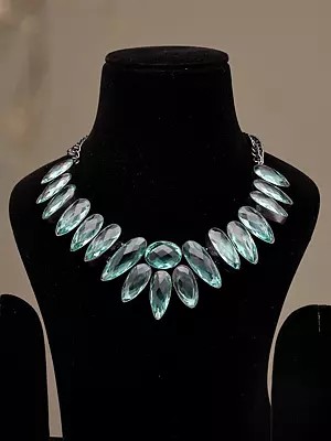 Aqua Marquise-Cut Stone Statement Necklace