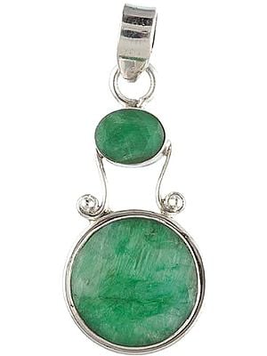 Faceted Emerald Pendant - Sterling Silver
