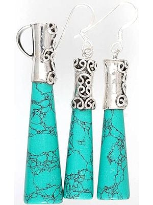 Inlay Pencil Pendant with Matching Earrings Set