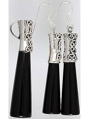 Inlay Pencil Pendant with Matching Earrings Set - Sterling Silver