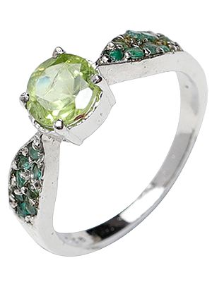 Faceted Peridot Ring with Emerald