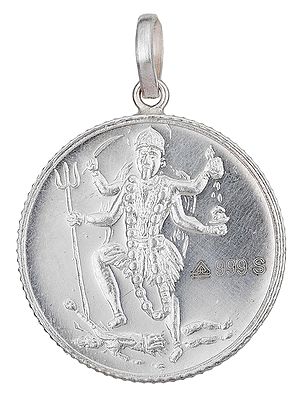 Pendant of Goddess Kali with Her Yantra on Reverse (Two Sided Pendant)