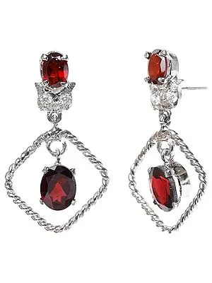 Faceted Garnet Earrings with Cubic Zirconia