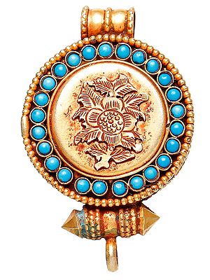 Gau Box Pendant with Fine Filigree Work  with Turquoise