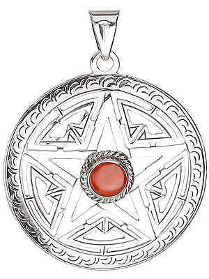 Five Pointed Star Pendant with Coral from Nepal