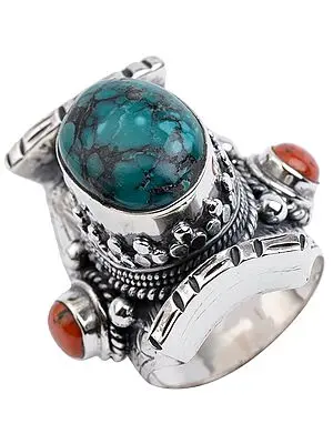 Big Turquoise Coral Ring