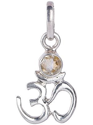 Om Pendant with Faceted Citrine